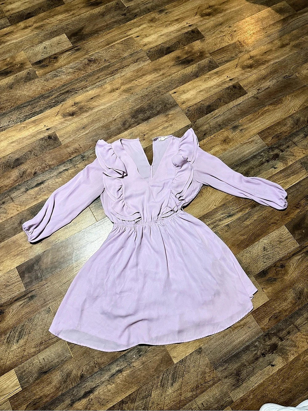 Main STRIP Ruffle Sleeve Mini Dress in Purple Size Medium